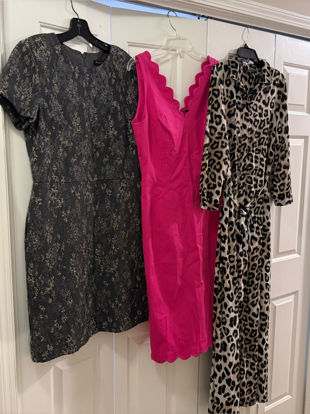 3 Banana Republic Dresses Size 12 Tall (leopard, pink, and grey shimmer)